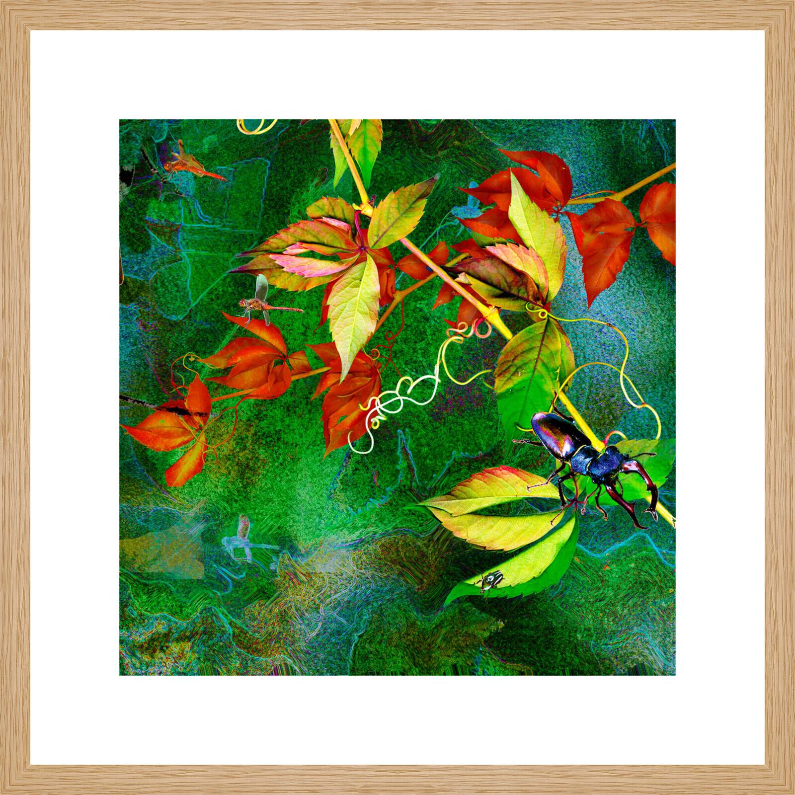 Florales m. Hirschhornkäfer by Heidrun Göres - Limited Edition. Edition of: 150. Signed.