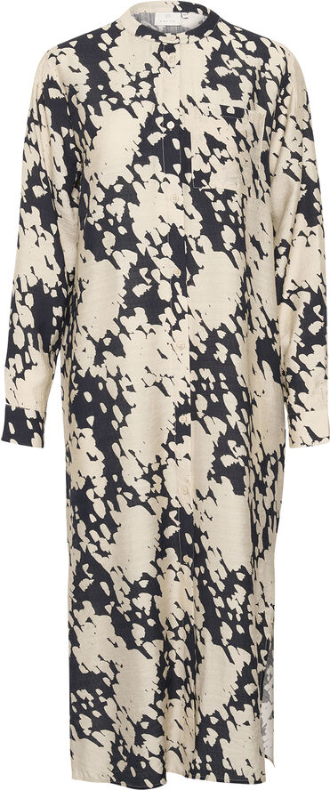 Kaffe KAlouise Shirt Dress Black/sand graphic cloud