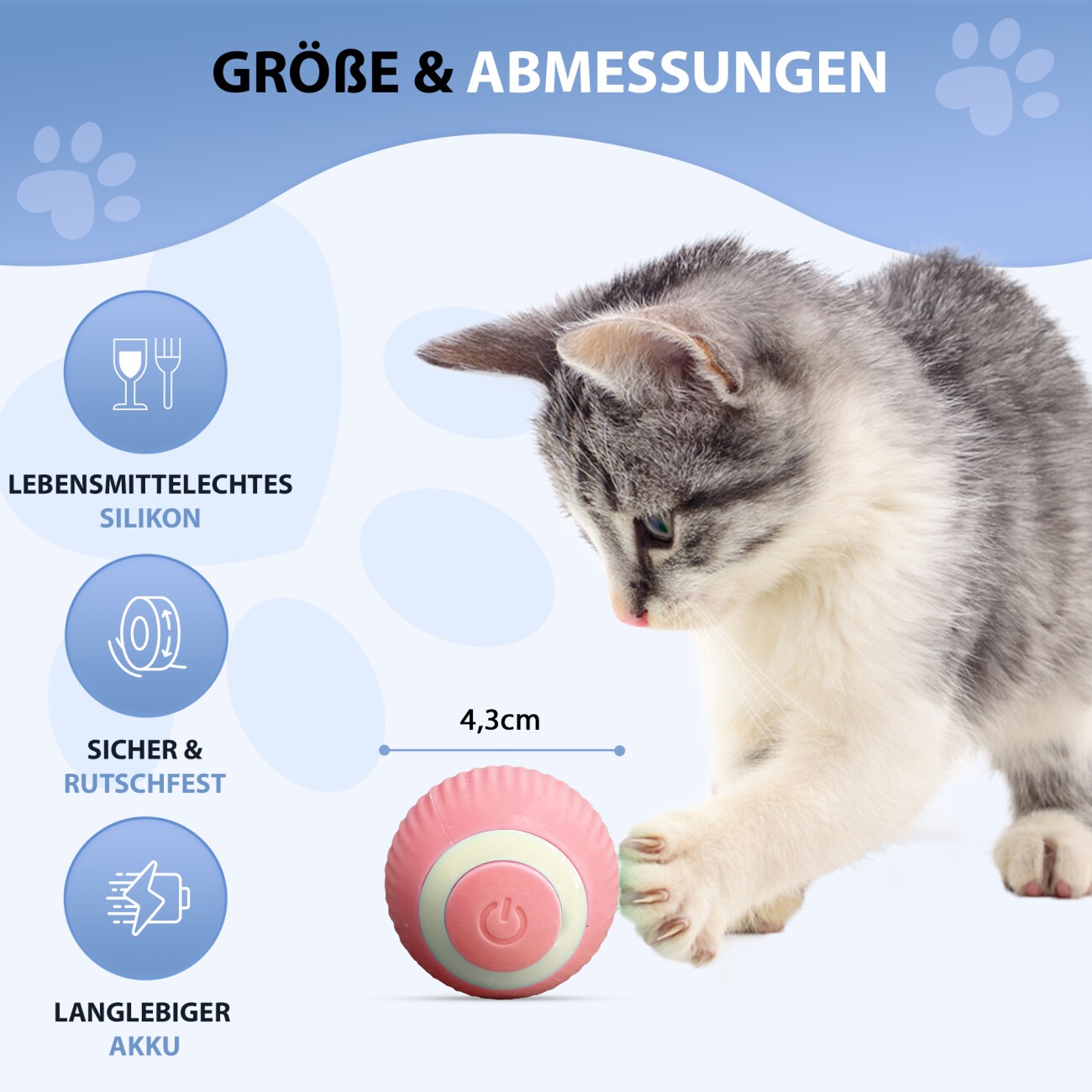 Petsation Interaktives Katzenspielzeug Ball elektrisch