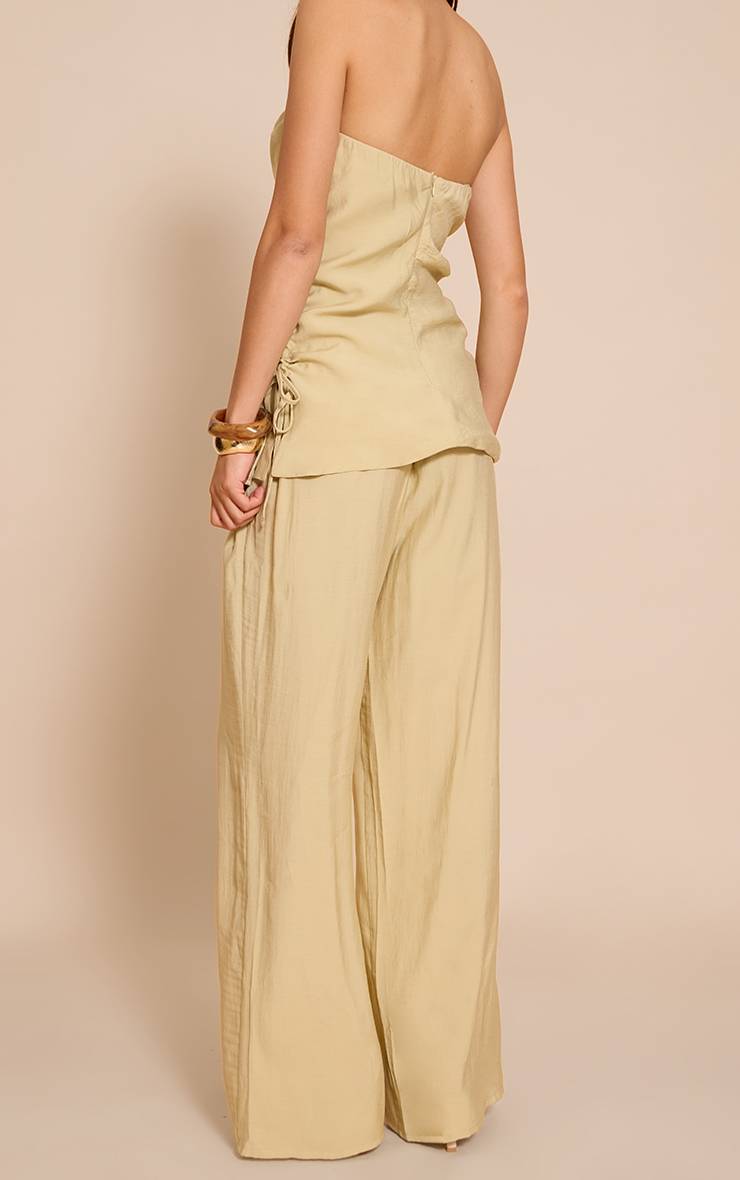 Sage Khaki Pantalon Droit Tissé