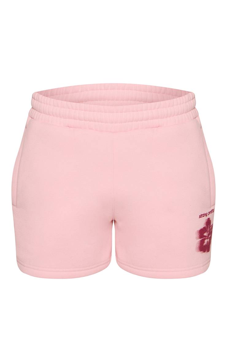 Rose Short En Molleton À Imprimé Hibiscus