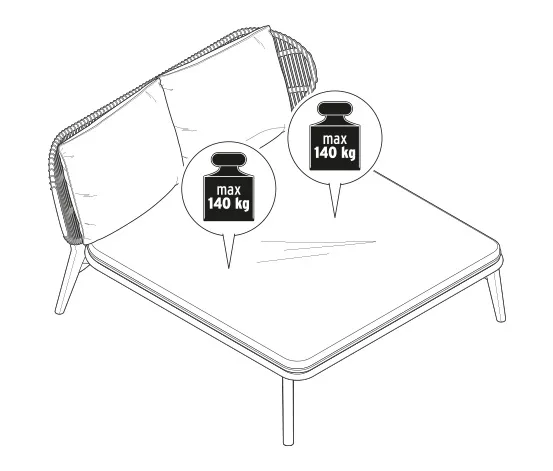 Daybed mit Kopfteil mit Textilgeflecht