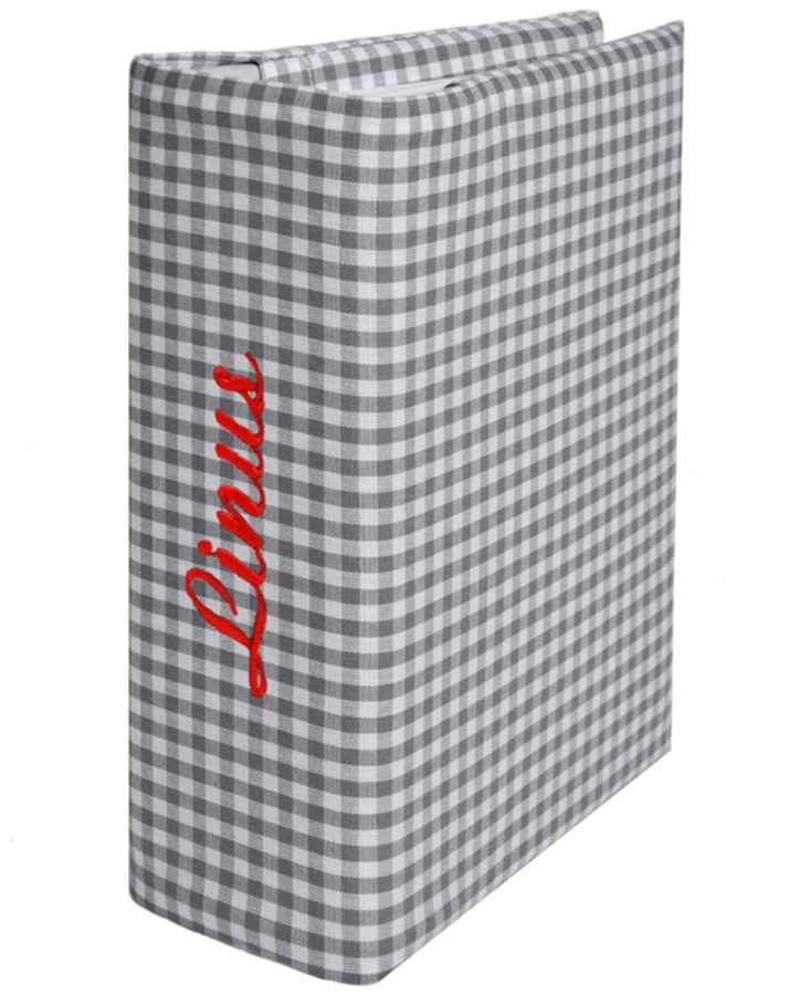 Personalisiertes Foto-Einsteckalbum grau (Stickfarbe: wollweiss)