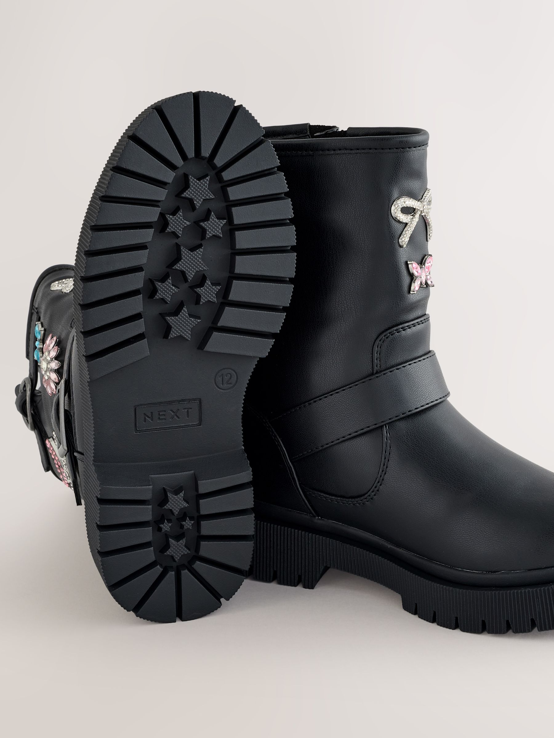 Zwart - Embellished Brooch Boots