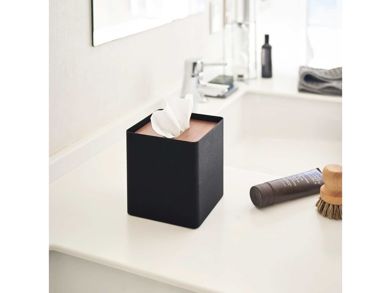 Yamazaki Kosmetiktuchbox Rin Schwarz Quadratische Taschentuchbox