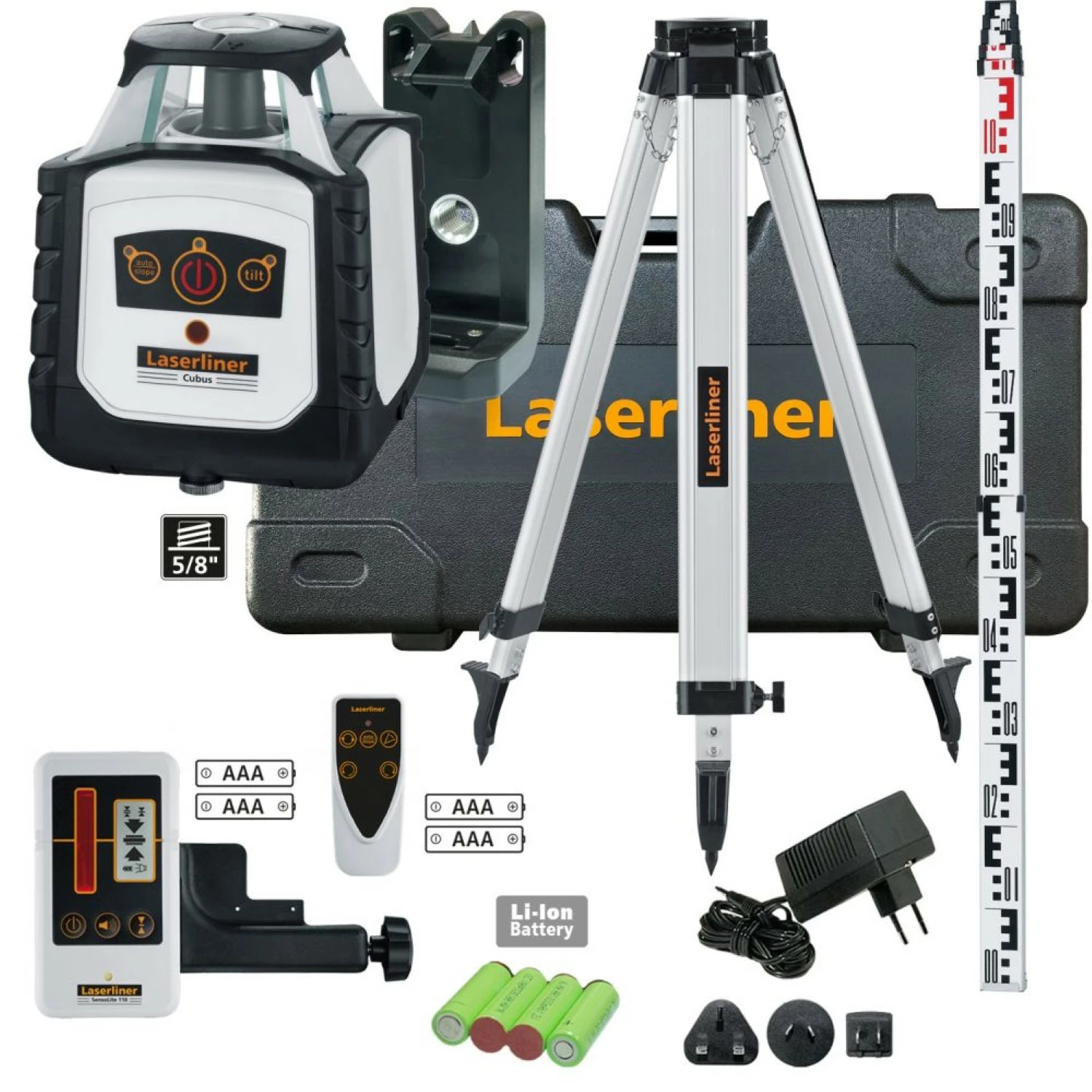 Laserliner Cubus 110 S Rotatielaser set incl. statief en koffer - Rood - 40 m
