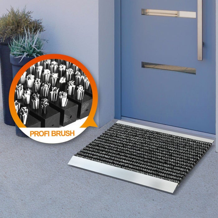 Deurmat - Profi Brush - Vuilvangmat met aluminium frame / Zwart-wit 40 x 60 cm