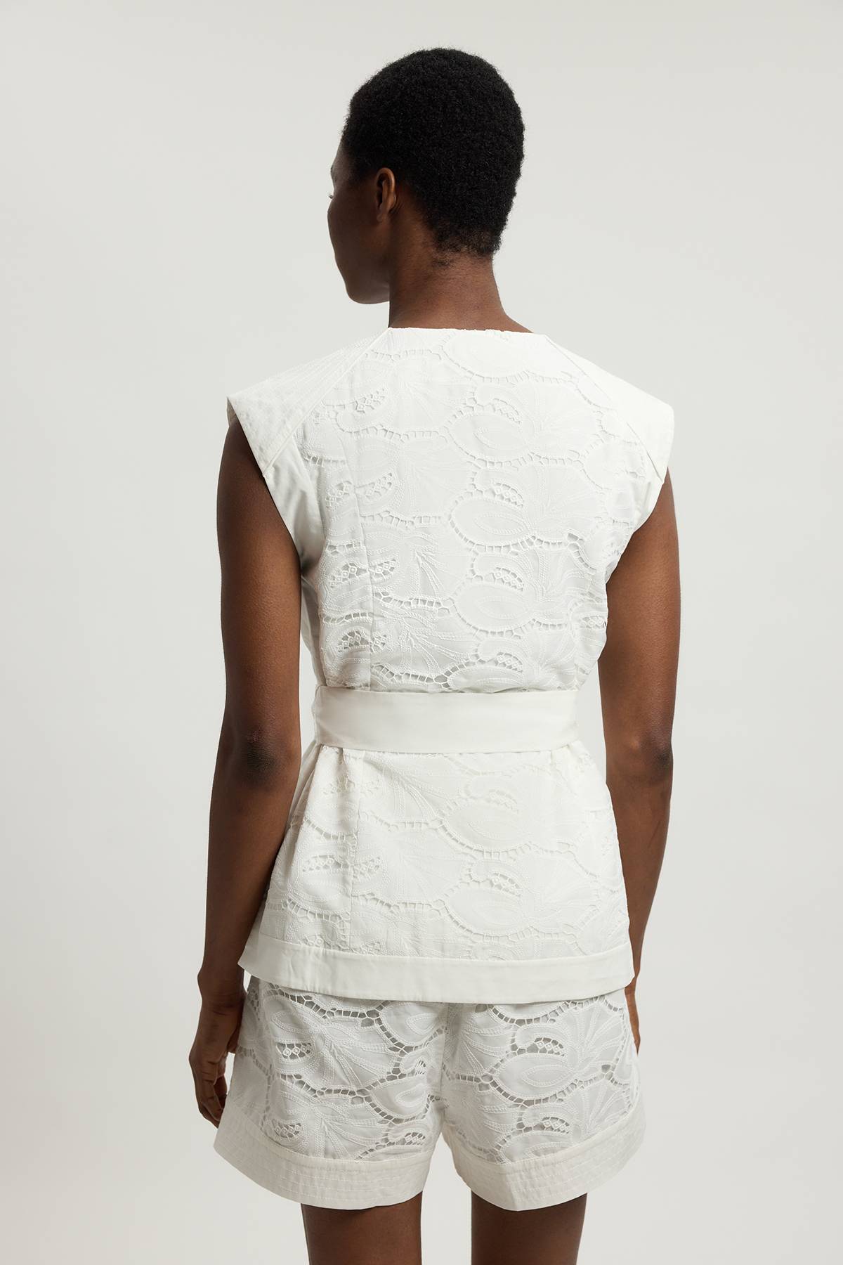 KarenMillen Haut Tissé En Coton Avec Détails Ajourés Et Nœud