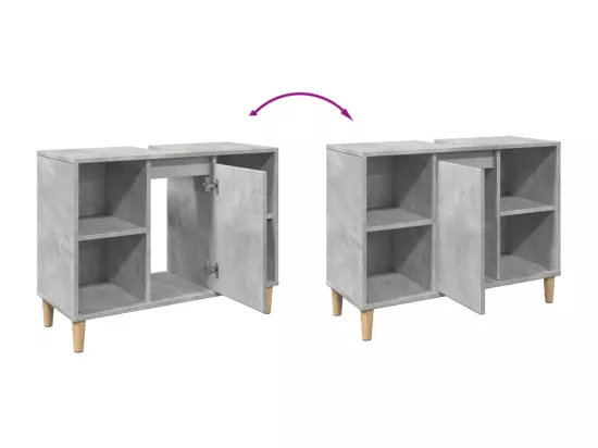 Armoire salle de bain gris béton 80x33x60cm bois d'ingénierie