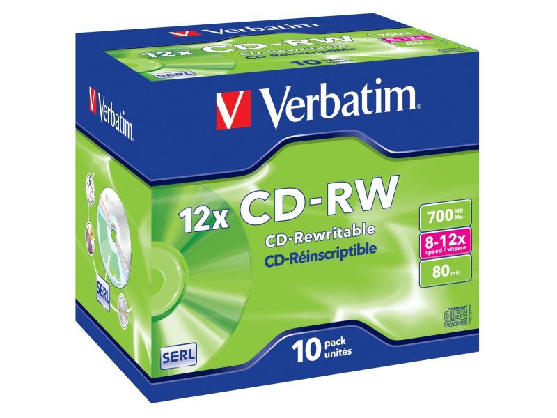 Verbatim CD-RW 0.7 GB, Jewelcase (10 Stück) CD-Rohlinge, 10er Pack
