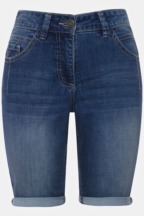 Jeans-Shorts, 5-Pocket, Elastikbund, mit recycelten Materialien