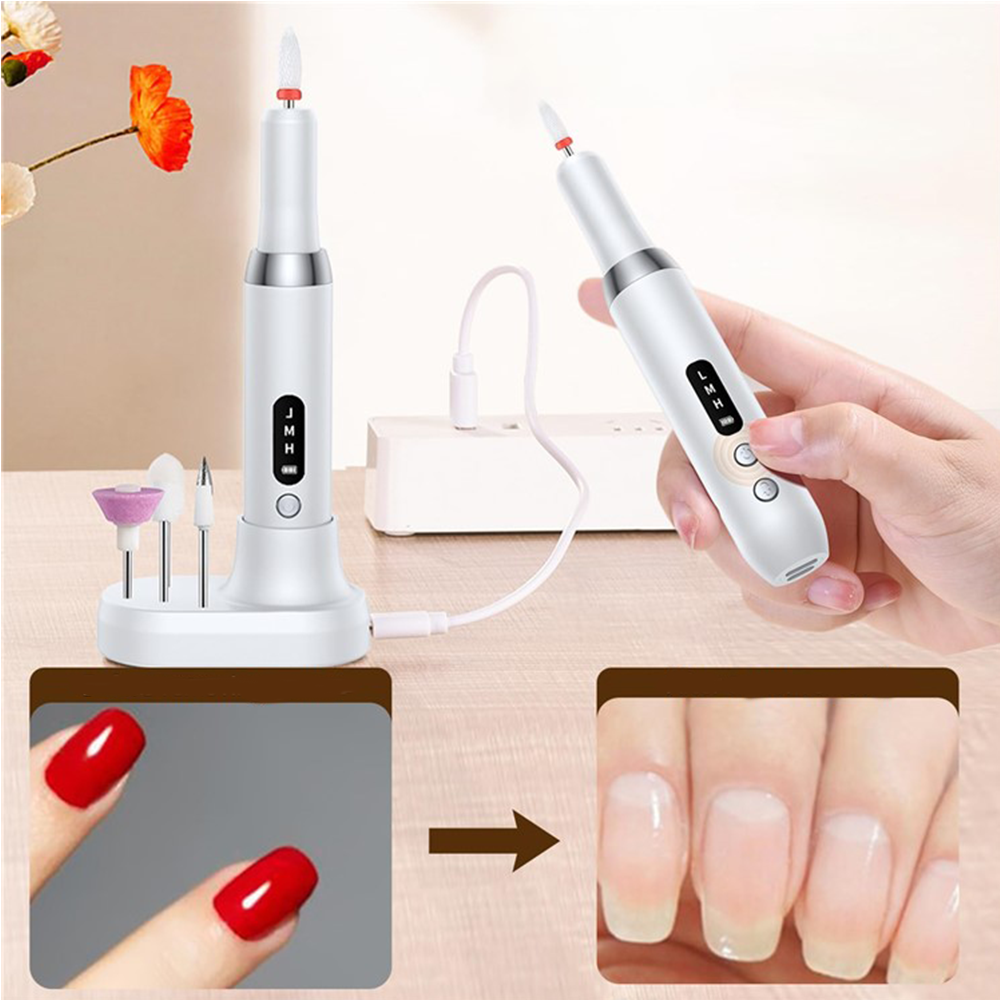 12in1 Elektrische USB Nagelfräse Nagelpflege Polierwerkzeug Maniküre Pediküre Set inkl. Ladestation - Rosa