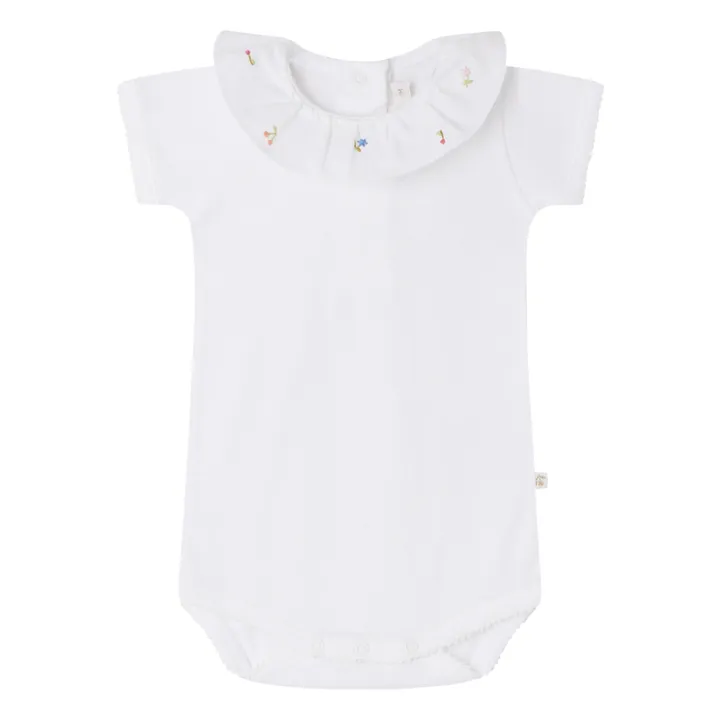 Bonpoint Body Côtelé Brodé April | Blanc