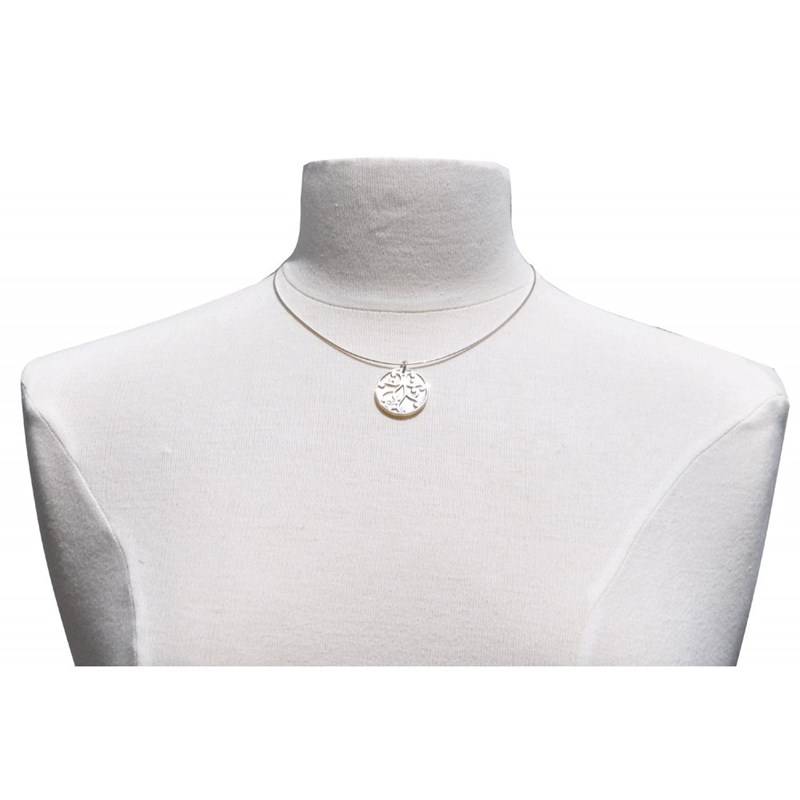 Collier Argent Cercle de Nacre Ivoire et Arabesque