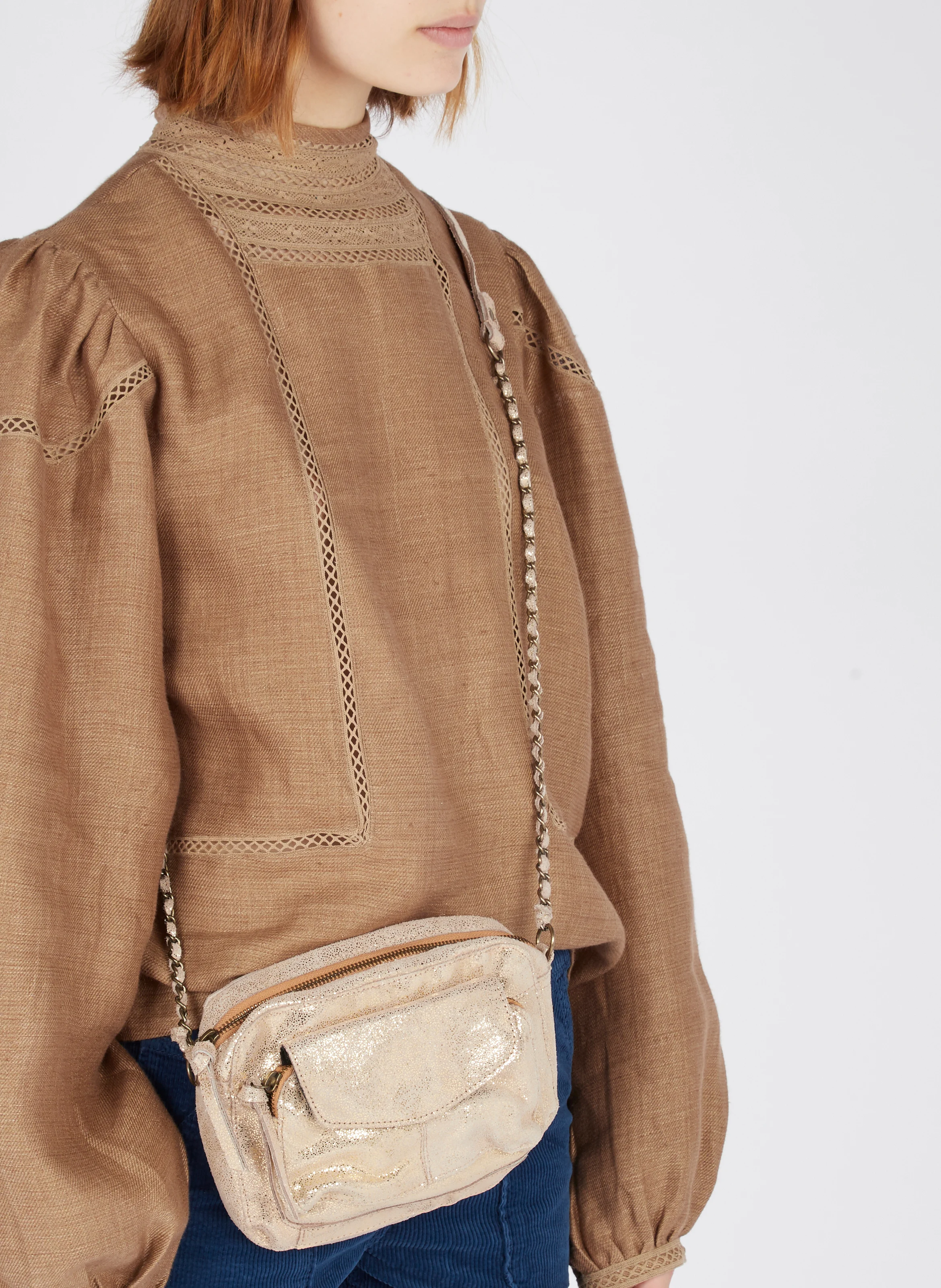 NAINA - Sac bandoulière en cuir | Doré