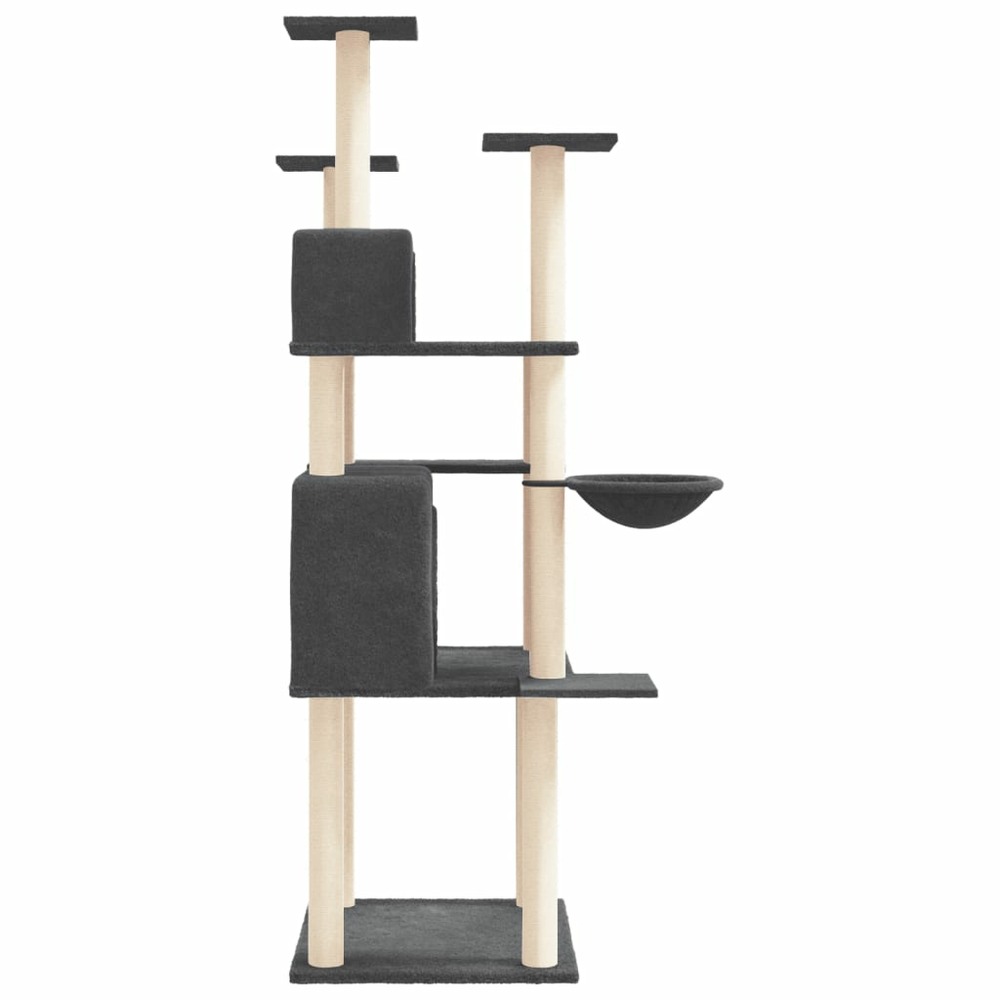 Arbre à chat avec griffoirs en sisal gris foncé 166 cm