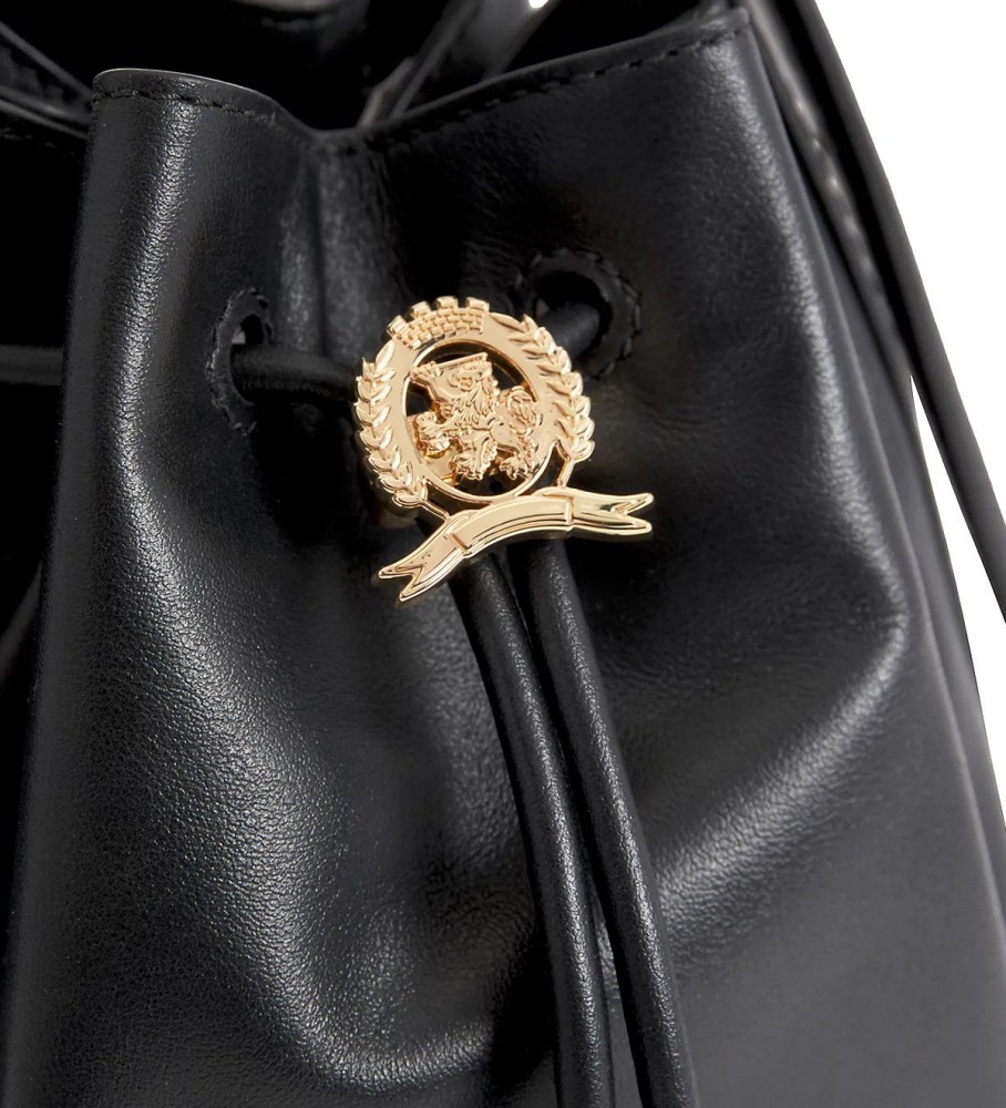 Bolsa tipo saco de couro preta Tommy Hilfiger