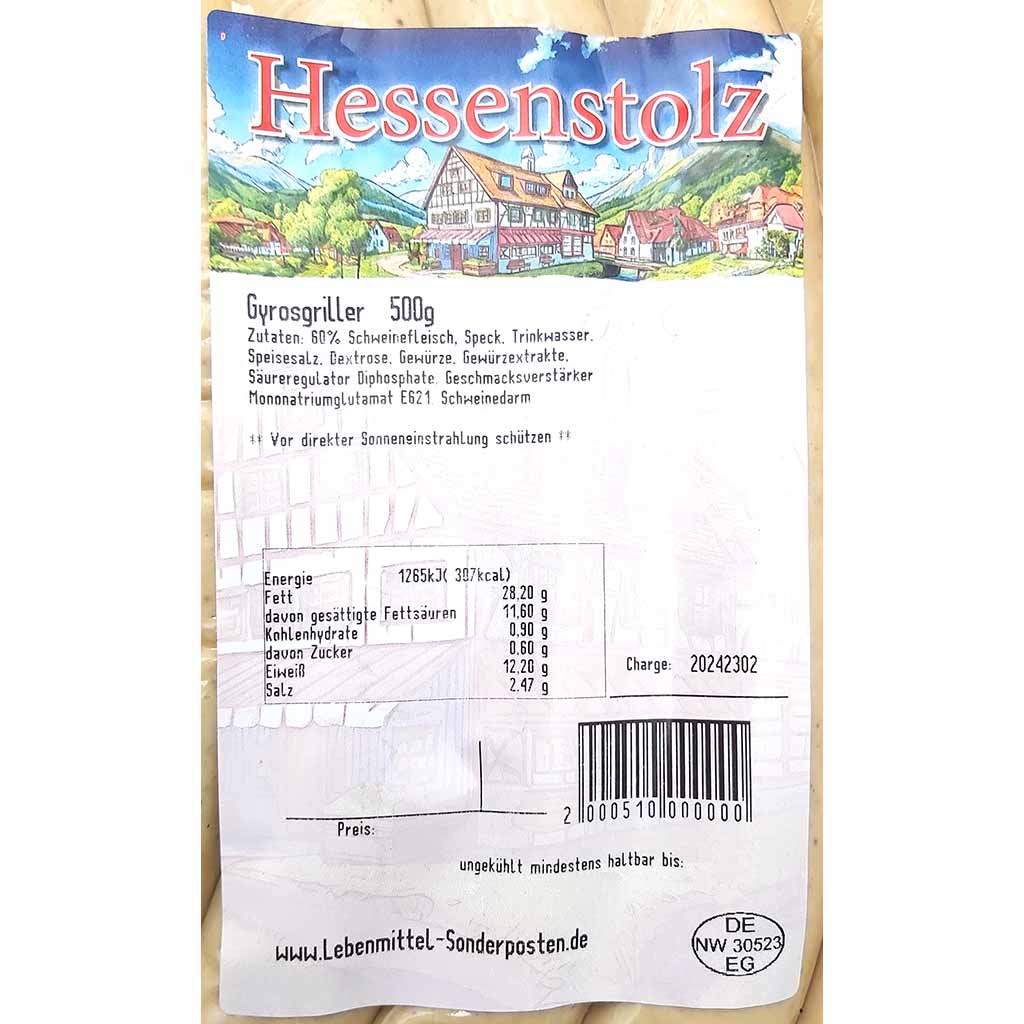 Hessenstolz Gyrosgriller 5er 500g MHD:20.12.24