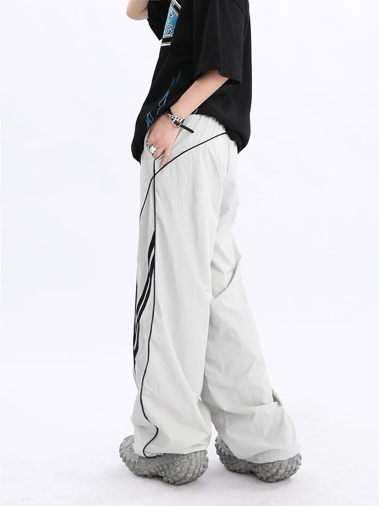 Rosesand - Lage taille gestreepte losse wijde joggingbroek