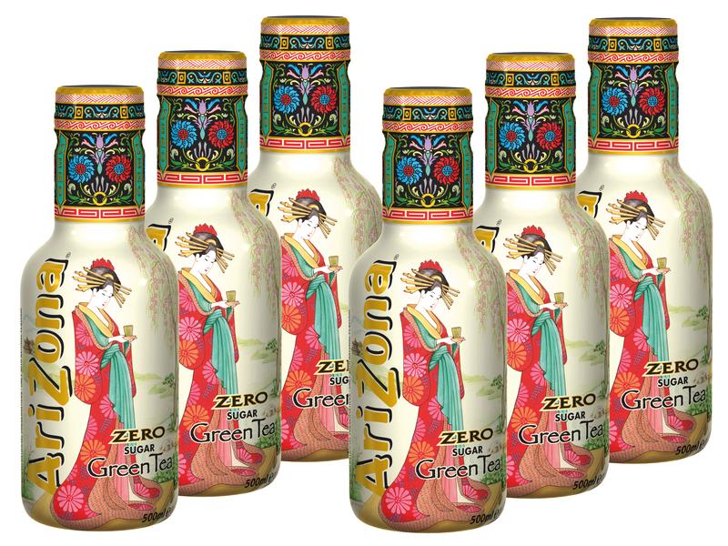 AriZona Green Tea Zero 6 x 0.5 l Zuckerfreies Erfrischungsgetränk auf Grünteebasis