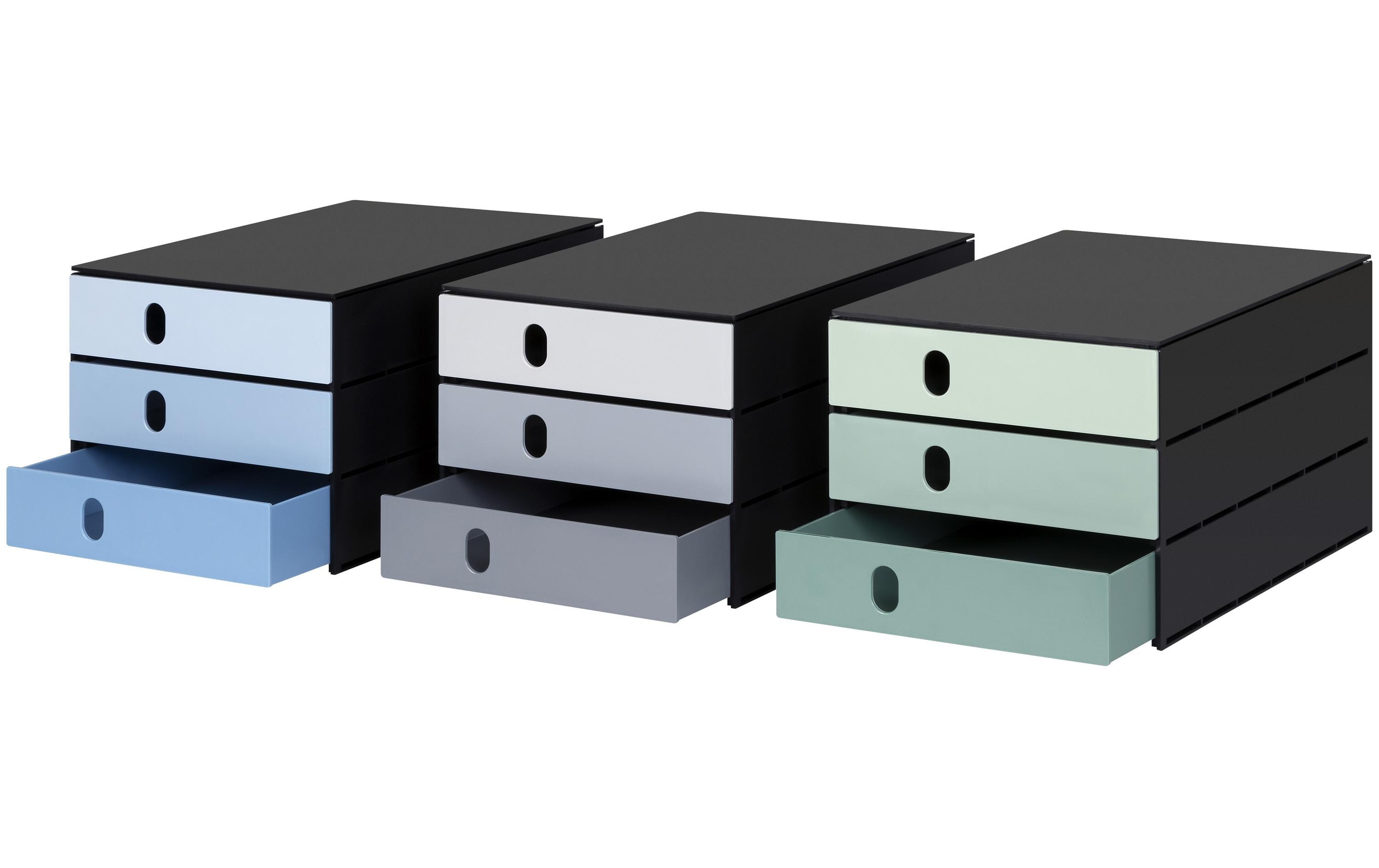 Schubladenbox styroval pro color flow 3 Schubladen, BlauSchubladenbox für Formate bis C4