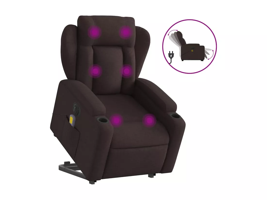 Fauteuil inclinable massant électrique Marron foncé Tissu