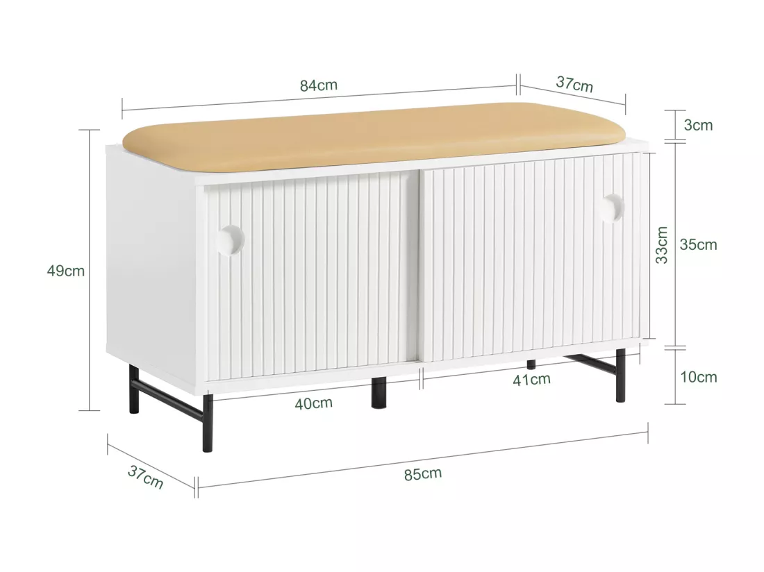 Banc à Chaussures, Banc de Rangement, Meuble Bas Entrée sur Pieds avec Coussin Rembourré, FSR116-W