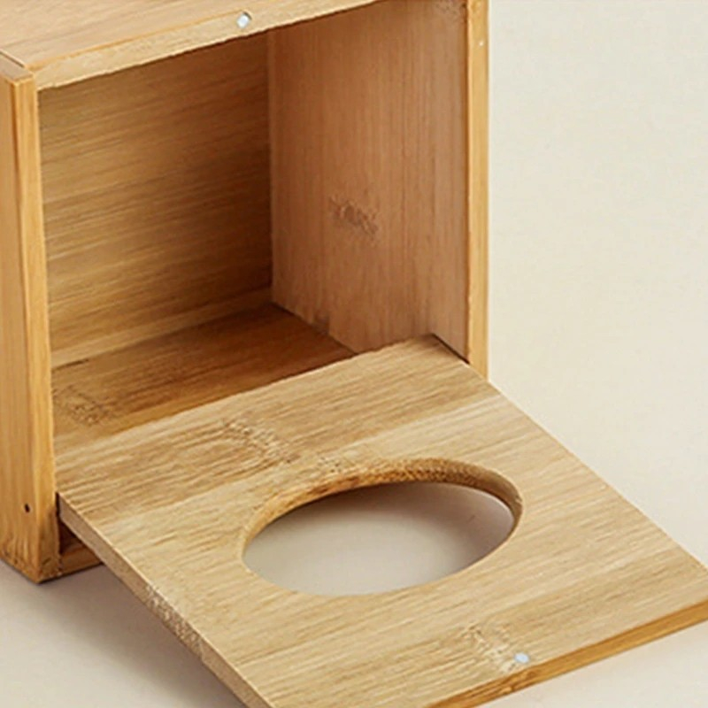 (16x12cm) Bambus Taschentuch Spender Home Nastuch Dispenser Kosmetik Tuch Aufbewahrungs Box - Braun