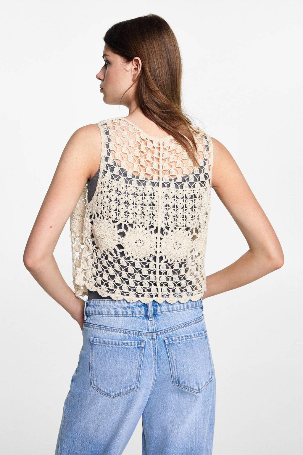 MANGO TEEN gehaakt gilet beige