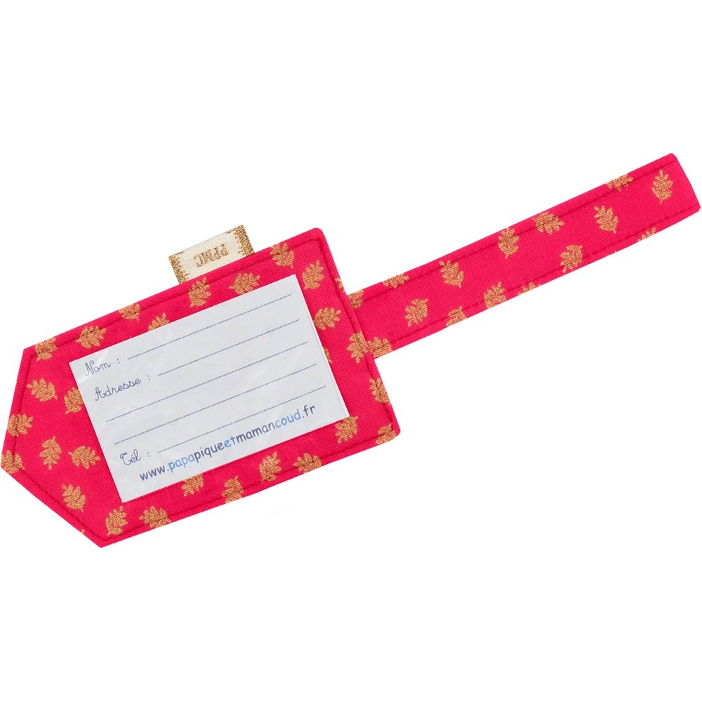Etiquette Bagage Feuillage Or Rose