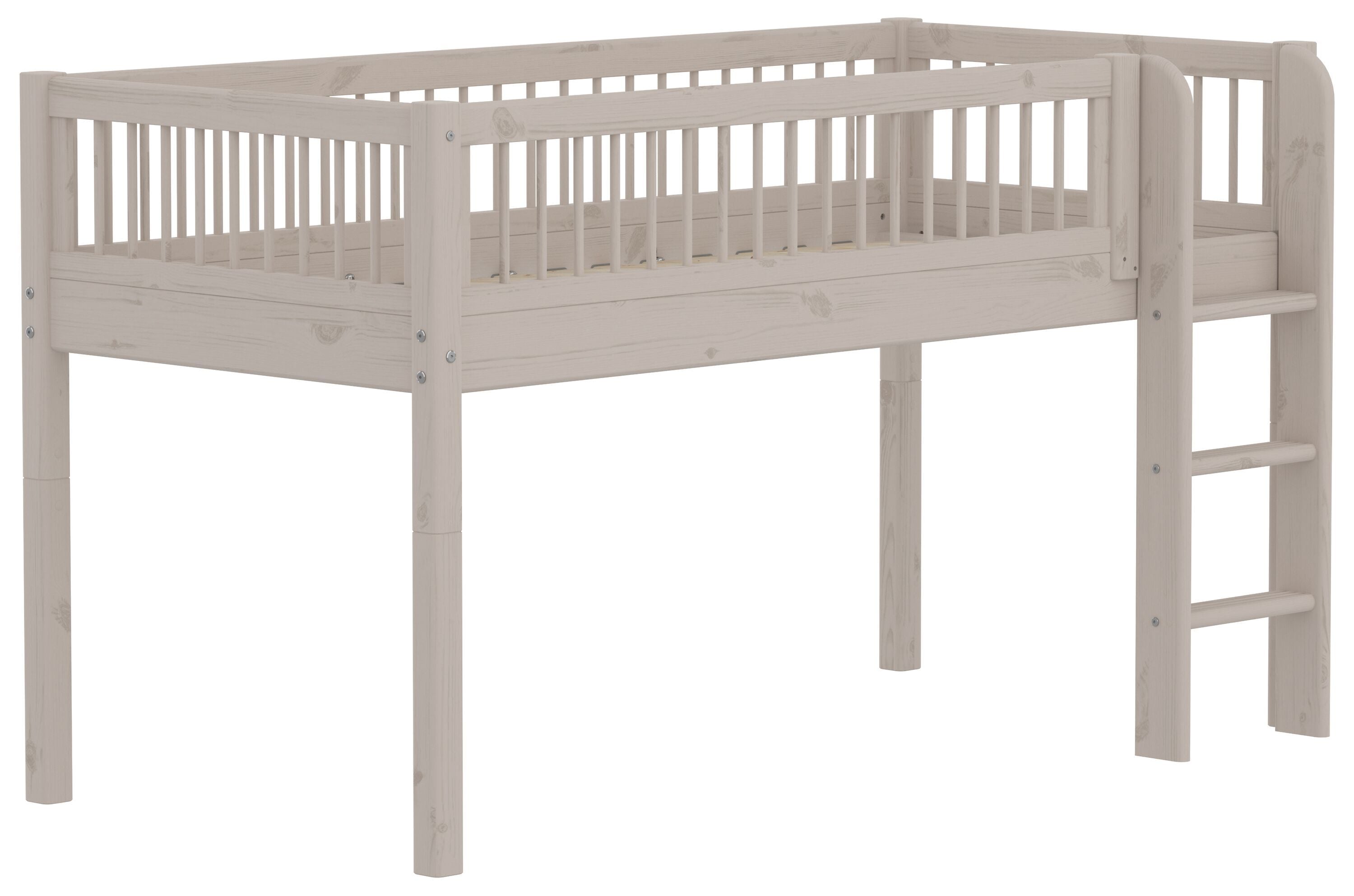 Flexa CLASSIC Leiter gerade Halbhochbett inkl. Pfosten - Grau / B: 110.0 cm x T: 210.0 cm x H: 120.0 cm