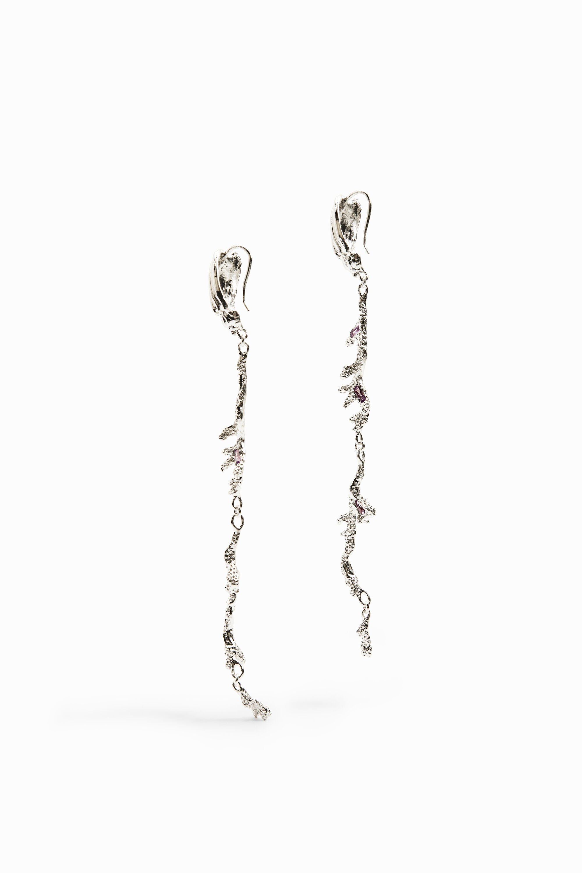 Longues boucles d'oreilles plaquées argent Zalio