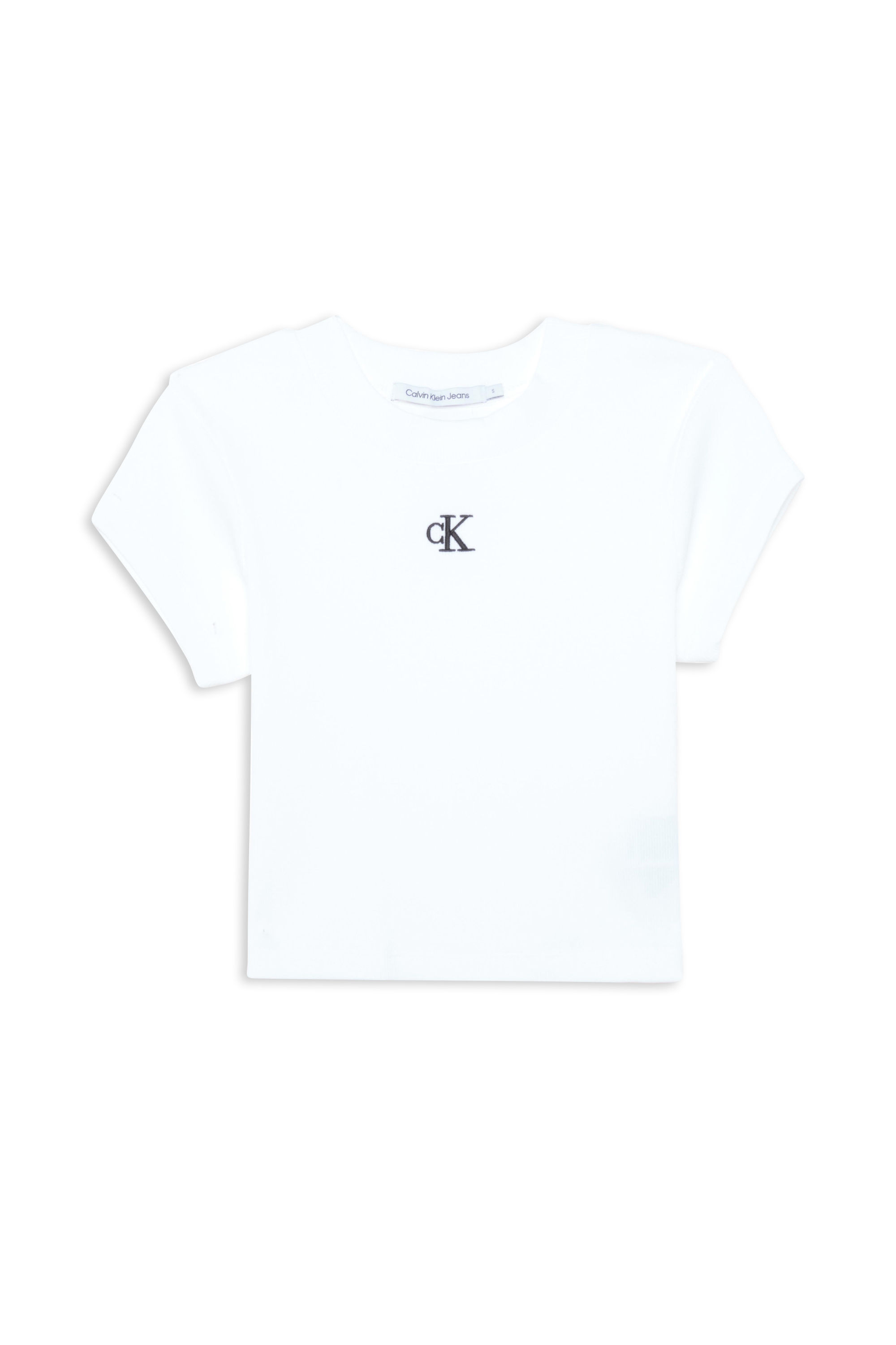 CALVIN KLEIN JEANS T-shirt CK RIB CROPPED SLIM Blanc