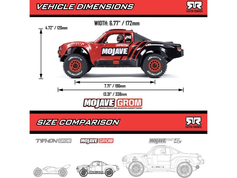 Arrma Desert Truck Mojave Grom Mega 380 Blau, RTR, 1:18 Robuster 4wd mini RC Trophytruck mit Spektrum Technik