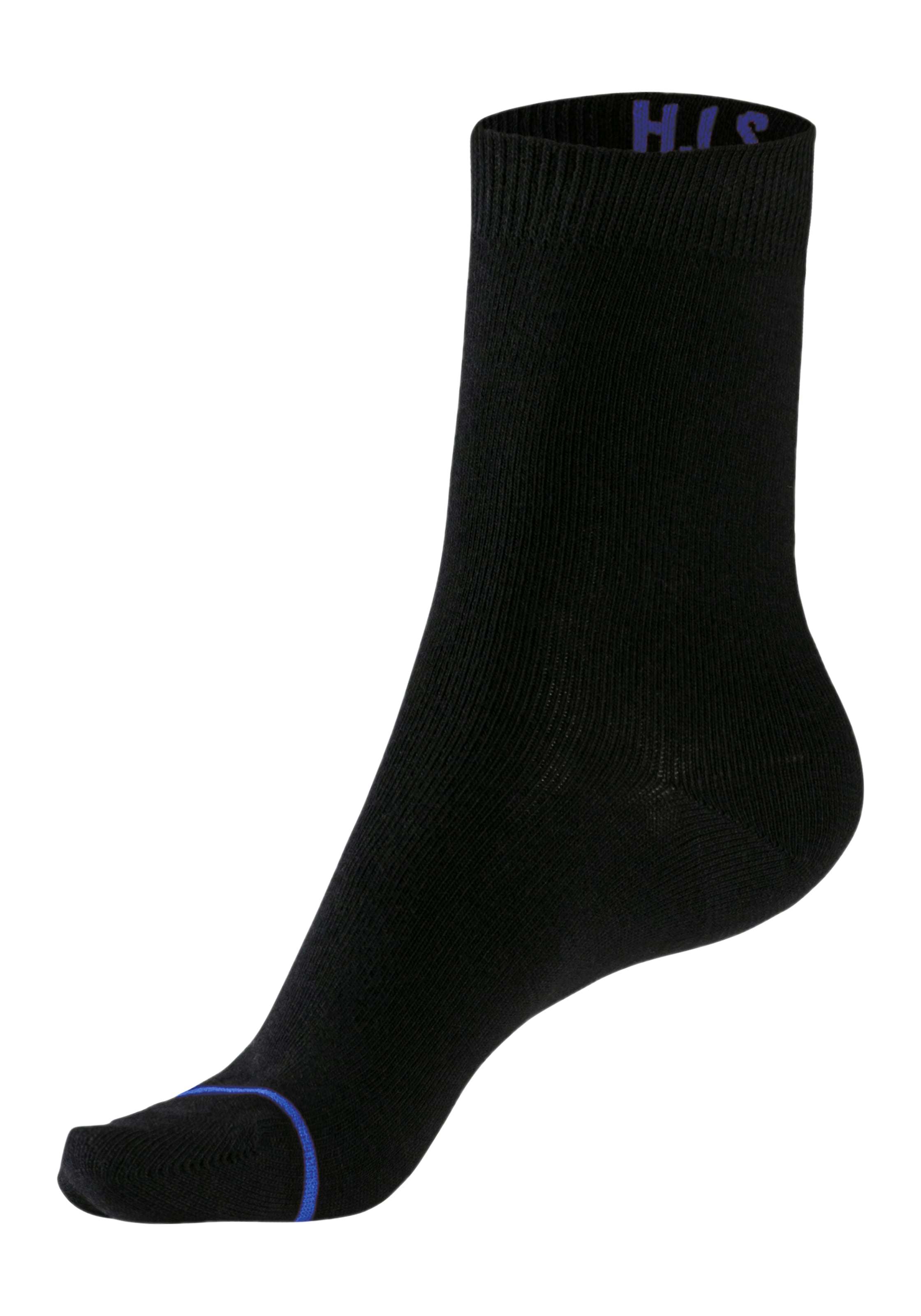 H.I.S Basicsocken Packung, 7 Paar tlg. mit eingestrickter farbiger Spitzennaht
