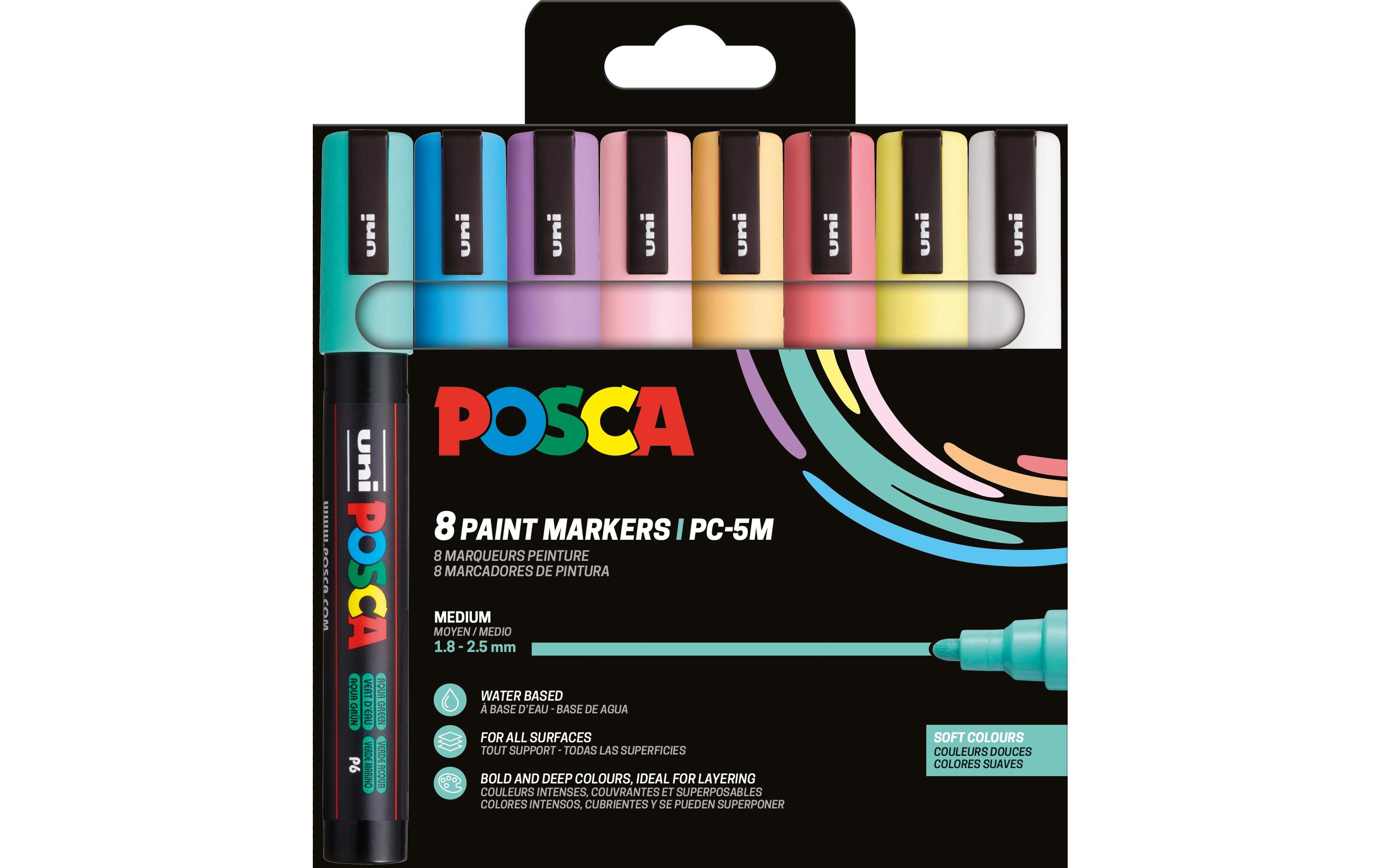 Permanent-Marker POSCA Softcolors 1.8 - 2.5 mm, 8 StückMarker-Set