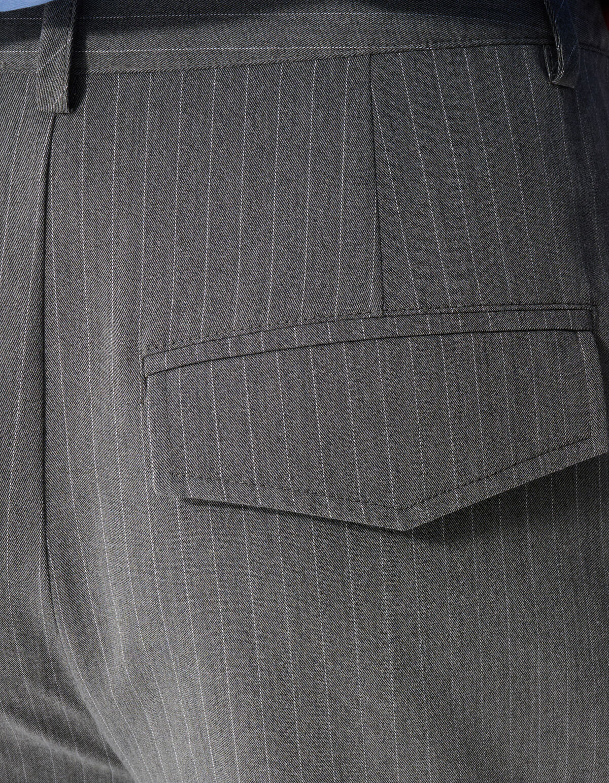 Pinstripe Pleated Pantalon Donkergrijs