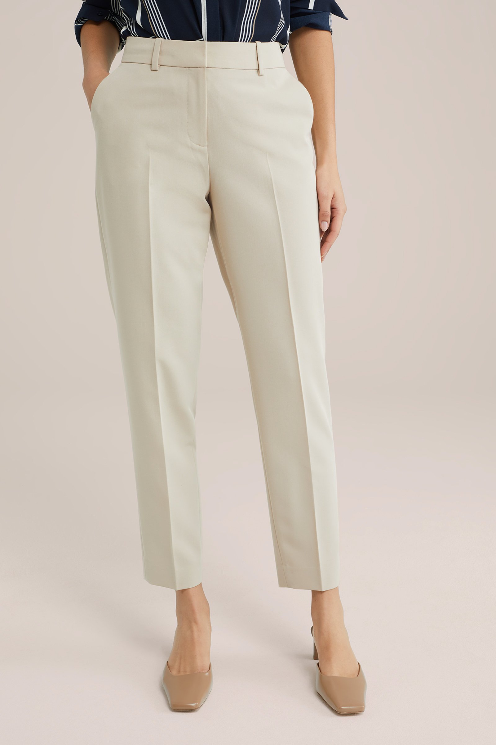 slim fit pantalon WE Fashion Beige