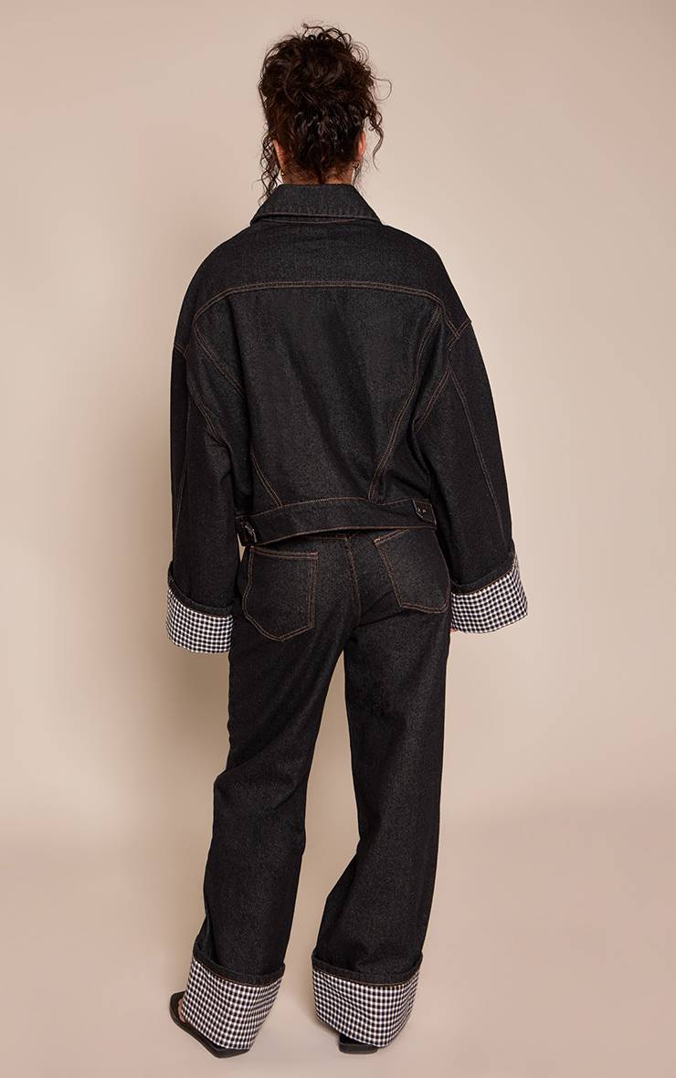 Raw Indigo Wash Jean En Denim À Revers Vichy
