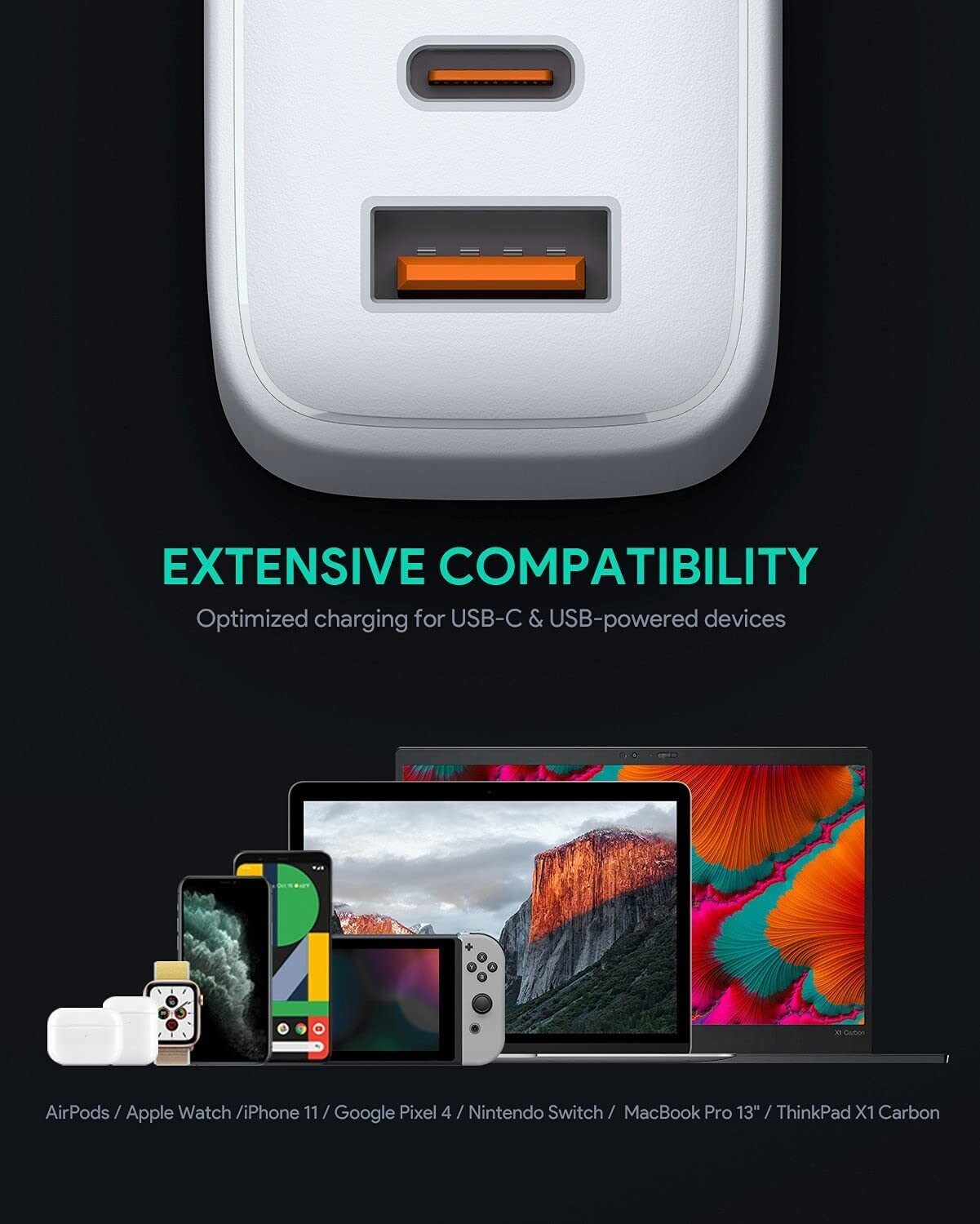 Aukey PA-B3-Whi GaN Dual USB-C Schnellladegerät 65W