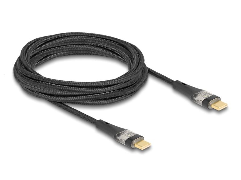 Delock USB 2.0-Kabel PD 3.0 100W USB C - USB C 3 m Delock USB 2.0 Schnellladekabel USB Type-C Stecker zu Stecker transparent PD 3.0 100 W 3 m