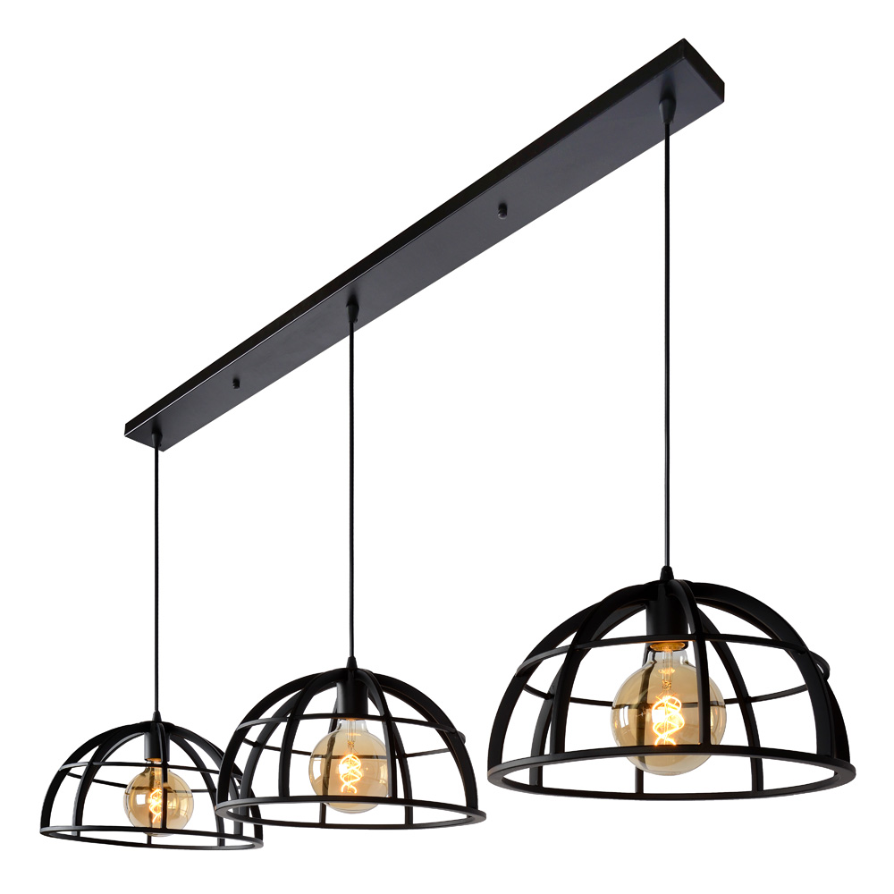 Lucide Dikra hanglamp 150cm 3x E27 zwart