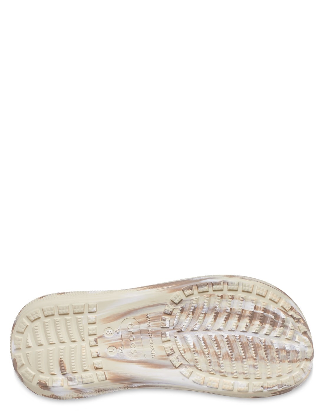 crocs sandales compensées femme classic crush marbled sandal beige marbrée