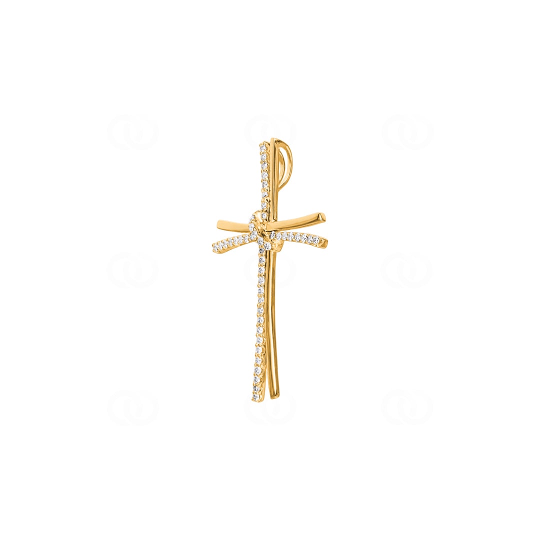 Kreuzanhänger 750/18 K Gelbgold mit Diamanten 0.35 ct H/si