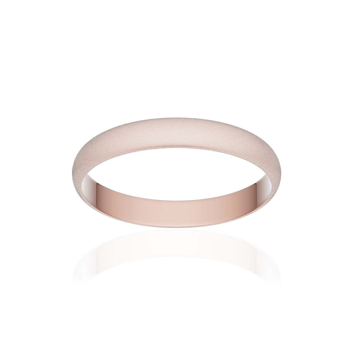 Alliance or 375 rose sablé ruban 3mm