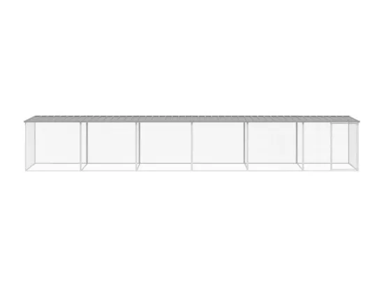 Poulailler avec toit gris clair 603x98x90 cm acier galvanisé