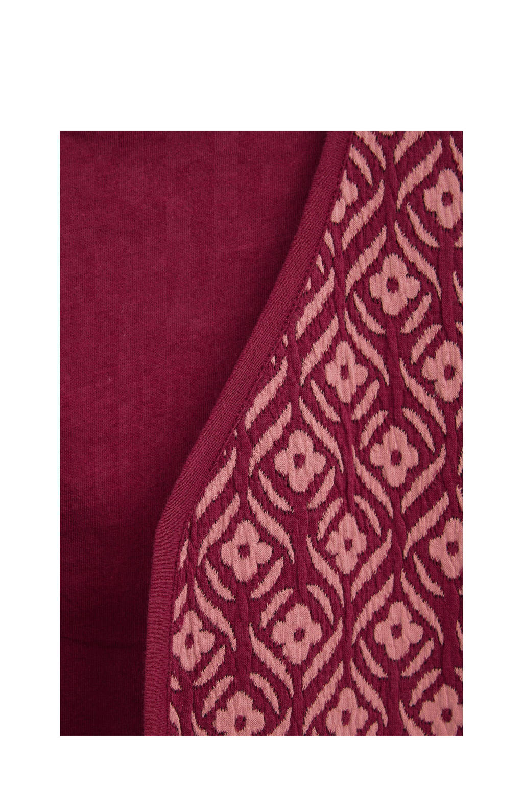 WE Fashion gilet met all over print donkerrood/lichtroze