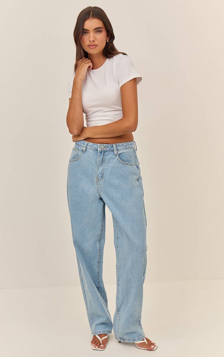 Light Blue Wash Prettylittlething Jean Boyfriend Taille Haute