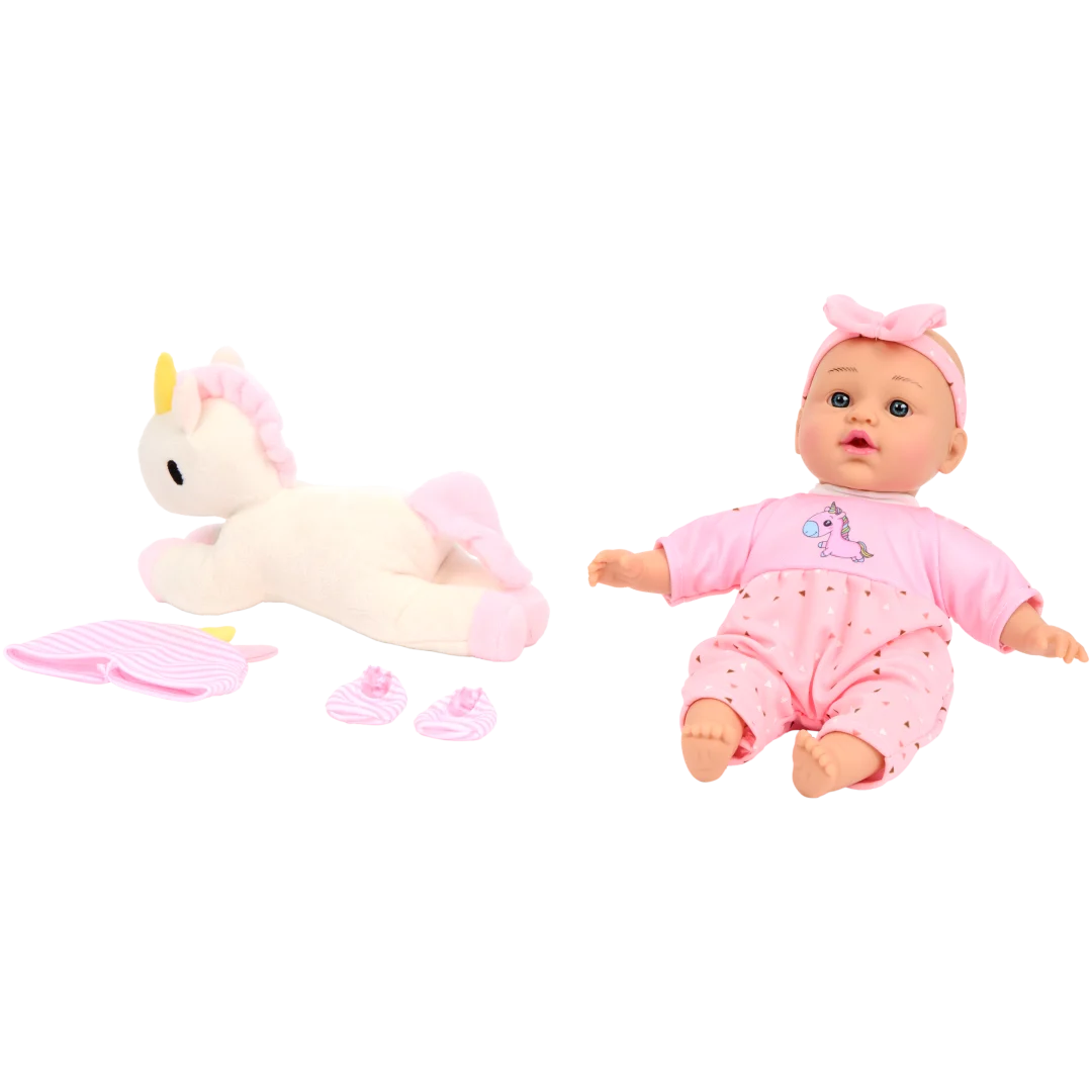 Dolly Star babypop Olivia met eenhoornknuffel 30 cm | diverse varianten