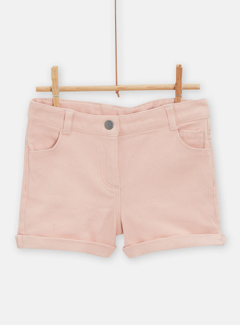 Short en jean rose saumon pour fille
